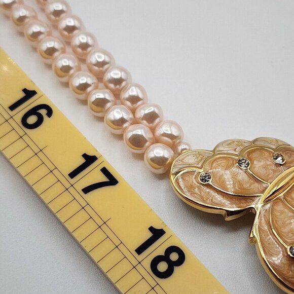 Vintage KJL For Avon Faux Pearl, Enamel Butterfly Necklace - Picture 12 of 12